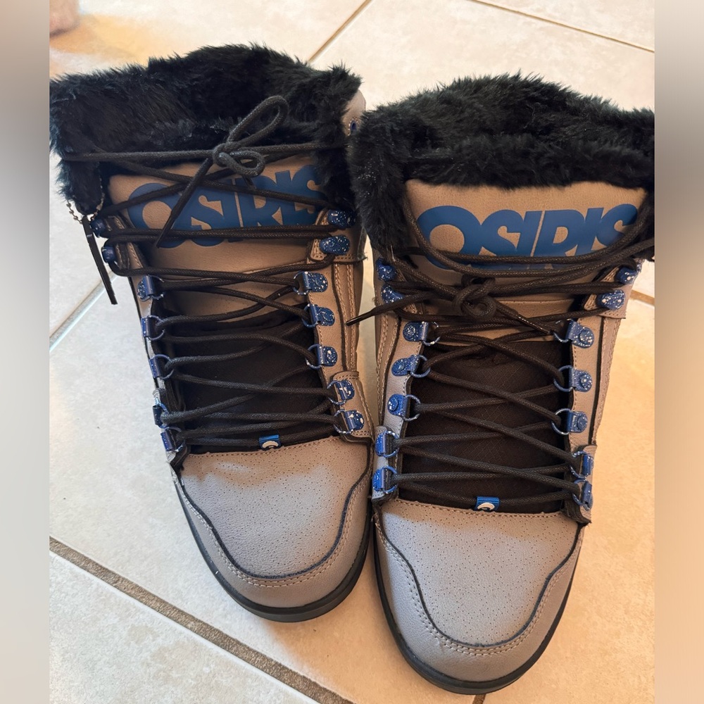 Osiris Bronx NYC 83 Shearling , Gray Blue Camp, Faux Fur Skate, Men's Size 12